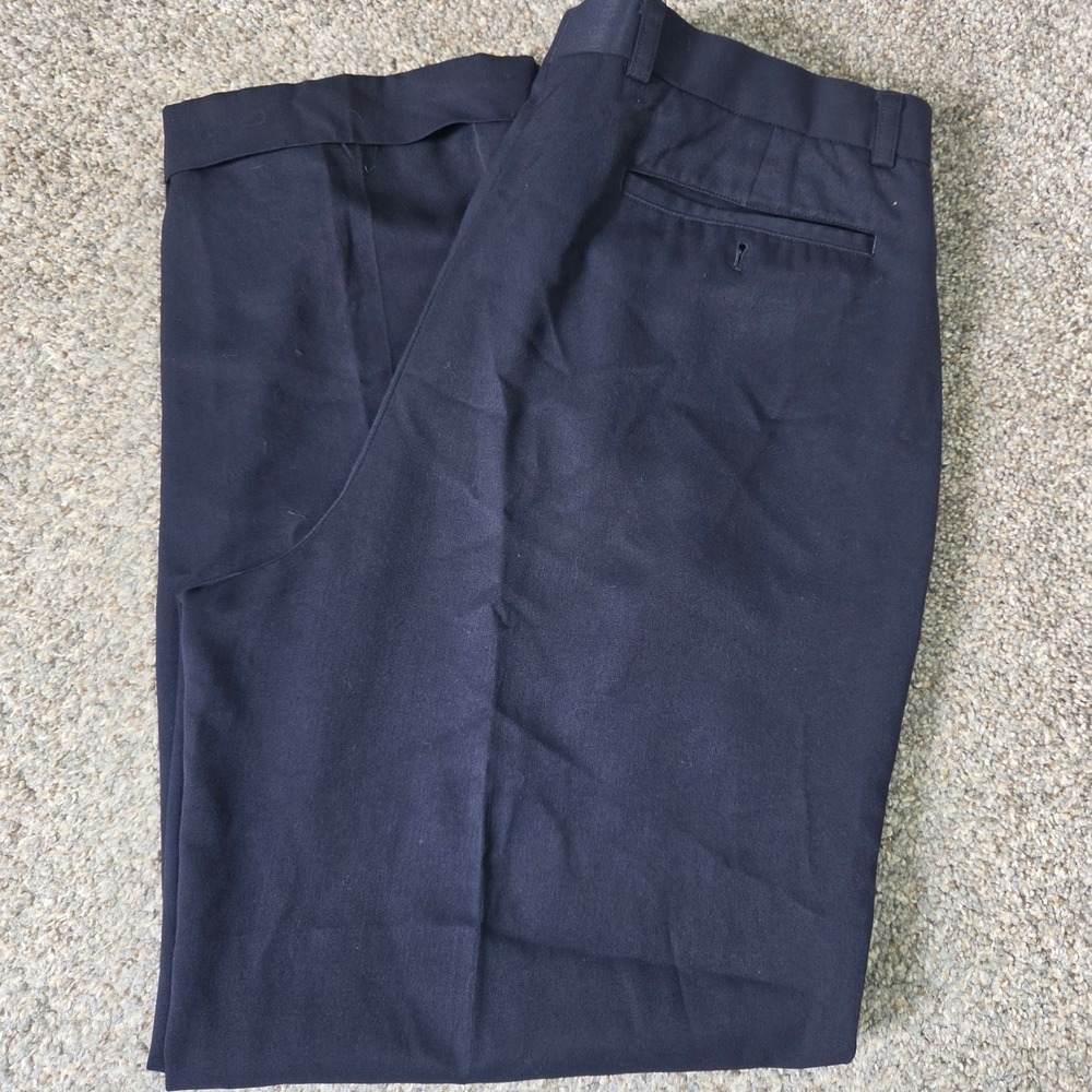 Cutter & Buck Mens Navy Blue Pleated Cuffed Dress Pants Trousers Size 38x29